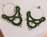 Aretes aros COLONIA tejidos verde