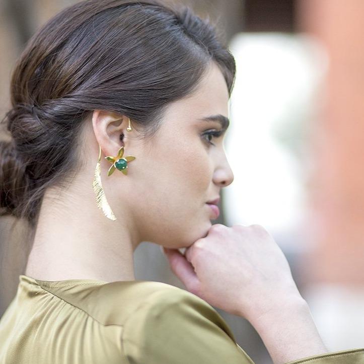 Aretes largos earcuff PLATANERA oro
