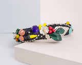 Diadema de tela MARIA FELIX negra y multicolor