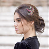 Peineta bordada plata y fucsia