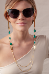 Sujeta gafas HOLDER verde y oro