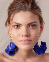 Aretes largos DEL LLANO tejido azul y oro